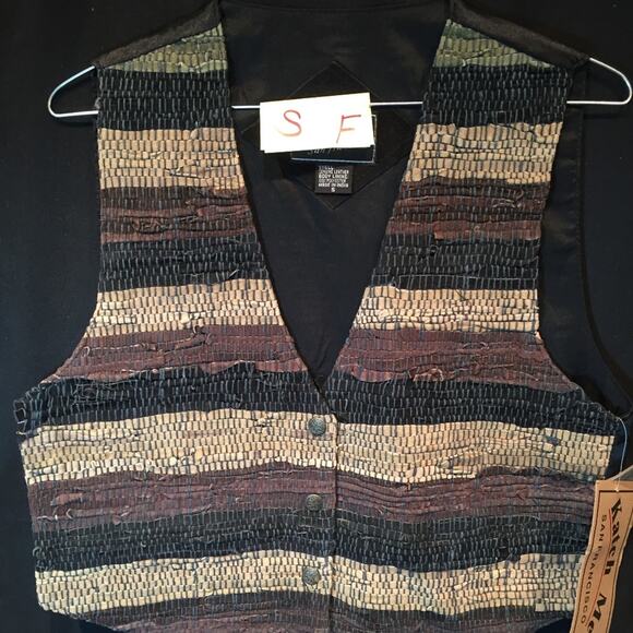 Katch Me BoHo Cowboy Western NWT Retro Suede Leather Weave Rancher Ranch Vest SF - Picture 3 of 8